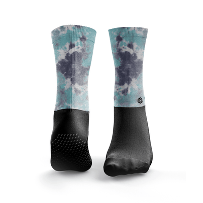 Chaussettes de Pilates Reformer Tie-Dye Bleu Foncé & Turquoise